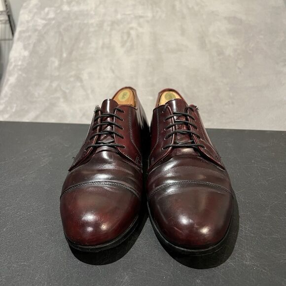 Vintage Cole Haan Cap Toe Oxford Mens 11 D Burgundy Leather Lace Up Dress Shoes - Picture 2 of 11
